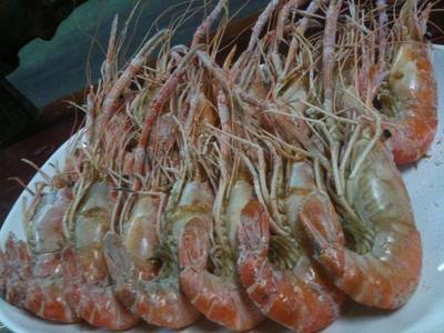 กุ้งเผา ที่ ร้านอาหาร บ่อตกกุ้ง รัชดา ซอย 8 ฝั่งธน