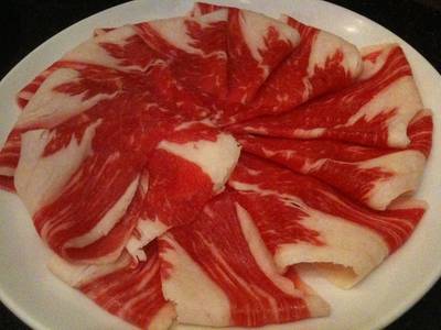 เนื้อสไลด์ติดมัน ที่ ร้านอาหาร Shabu Sen