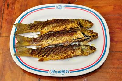 ปลากุเลา ทอดขมิ้น ที่ ร้านอาหาร พรานเบ็ด