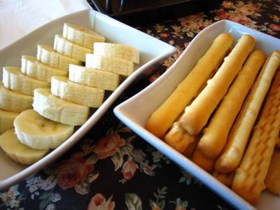 กล้วยกับขนมปัง ที่ ร้านอาหาร Amour De Fondue