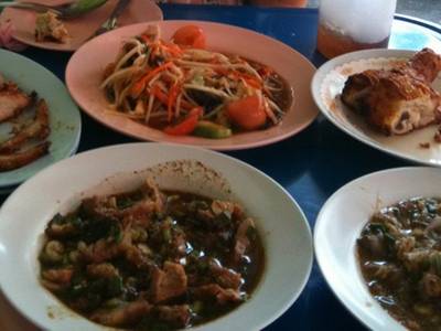 ส้มตำป้าแดง สามย่าน  ที่ ร้านอาหาร ส้มตำป้าแดง สามย่าน (เจ๊แดง)