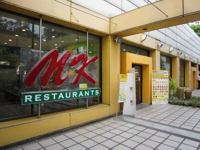 หน้าร้านค่ะ อยู่ตรงป้ายรถเมเลย ไปมาสะดวก แต่รถติดมาก = =' ที่ ร้านอาหาร MK Restaurants บางกอกโดมพลาซ่า