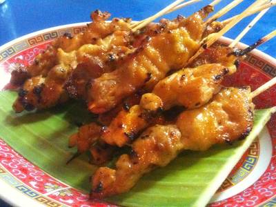 หมูสะเต๊ะ ที่ ร้านอาหาร เจ๊เอ็งหมูสะเต๊ะ