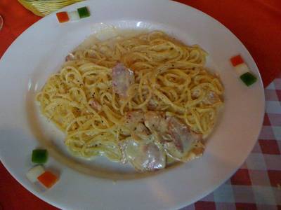 สปาเกตตี้คาร์โบนาร่า ที่ ร้านอาหาร Caruso Italian Food