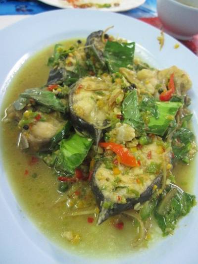 ปลาดุกทะเลผัดฉ่า ที่ ร้านอาหาร น้องเมย์