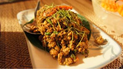 คั่วกลิ้ง 120 บาท ที่ ร้านอาหาร บ้านต้นปาล์ม (House Of Palm)