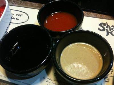 น้ำจิ้มทั้ง 3 แบบ ที่ ร้านอาหาร Shabu King