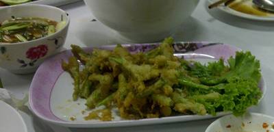 ยำผักบุ้งทอดกรอบ ที่ ร้านอาหาร ซ้งเป็ดพะโล้ 