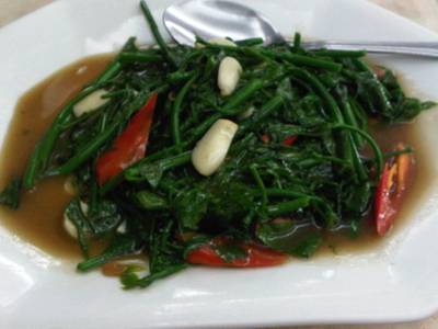 ผัดผักหวานไฟแดง 95บาท ที่ ร้านอาหาร สวนกุหลาบ