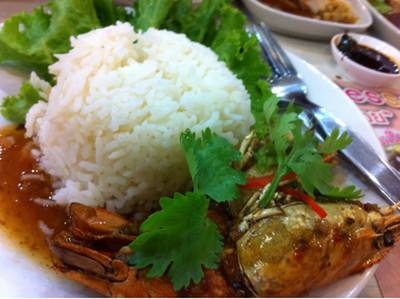 ข้าวกุ้งซอส xo ที่ ร้านอาหาร โชคดี ติ๋มซำ Supreme Complex