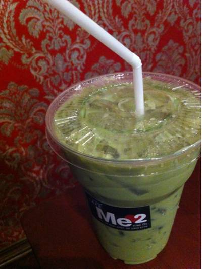 matcha green tea latte.  ที่ ร้านอาหาร Café ME 2 