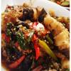 ปลาคังผัดฉ่า ที่ ร้านอาหาร ไผ่ริมแคว