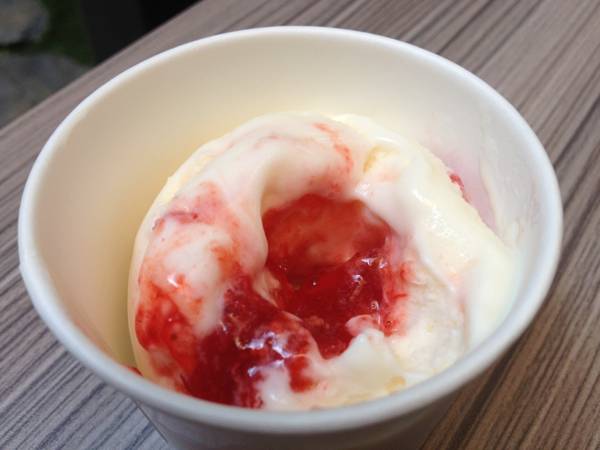 strawberry yogurt ice cream ที่ ร้านอาหาร whoop whoop homemade ice cream