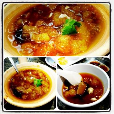กระเพาะปลา น้ำแกงยังเดือดปุดๆคาหม้อ ควันฉุยอยู่เลย ที่ ร้านอาหาร Hongmin ฮองมิน เซ็นทรัลปิ่นเกล้า