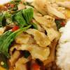 คอหมูใบมะกรูดราดข้าว. yummy! ที่ ร้านอาหาร ใบตอง
