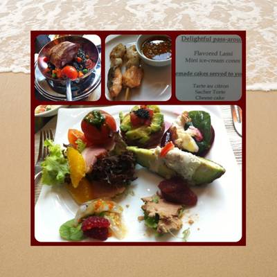Seafood stick, smoke duck, lobster avocado, scallop, tomato with cheese ที่ ร้านอาหาร Brasserie Europa Siam Kempinski Hotel Siam Kempinski Hotel