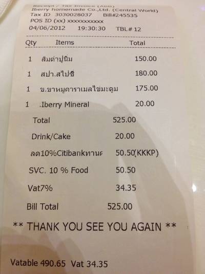 ค่าเสียหายมื้อนี้ ที่ ร้านอาหาร กับข้าวกับปลา Central World