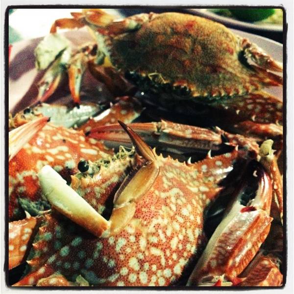 ปูนึ่งสดๆ รสหวาน อร่อยมากค่ะ ที่ ร้านอาหาร ชายเล