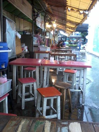 ที่นั่งในร้าน...ด้านขวาคือสำนักงานสรรพากร ที่ ร้านอาหาร ร้านข้าวแกงพอใจ