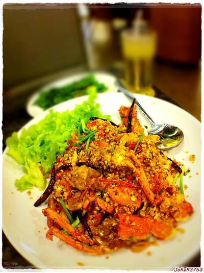 กุ้งล้อบสเตอร์ผัดพริกเกลือฮ่องกง 1,200 บาท  ที่ ร้านอาหาร หลิวเซียงฟง