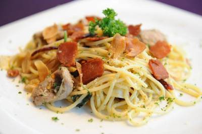 สปาเก็ตตี้ แซบๆๆ มาก จานนี้เด็ด ที่ ร้านอาหาร Wine Deni Cafe & Restaurant
