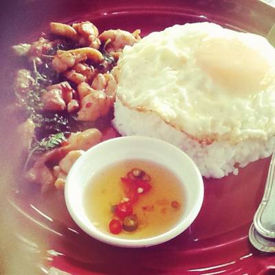 ที่ร้านมีข้าวด้วยครับ ที่ ร้านอาหาร ม่วนซื่นบ้านกาแฟ