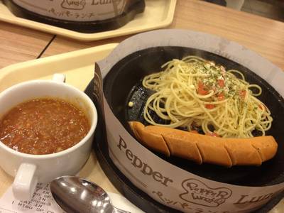 พาสต้าไส้กรอก  ที่ ร้านอาหาร Pepper Lunch Central Plaza Rama 9