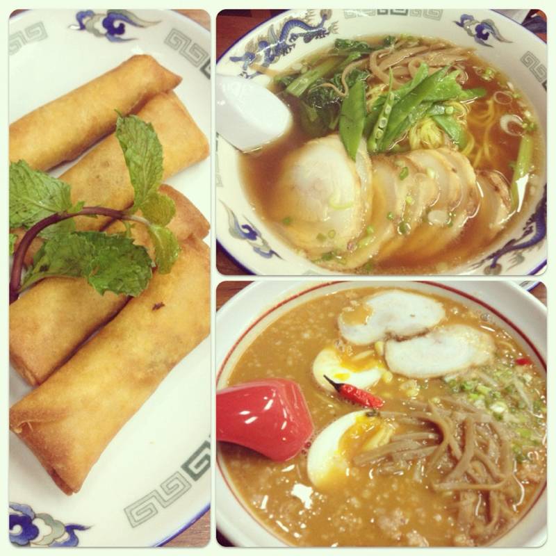 เปาะเปี๊ยะแกงกะหรี่ บะหมี่หมูอบ บะหมี่เต้าเจี้ยวหมู ที่ ร้านอาหาร Ramen Tei ซอยธนิยะ