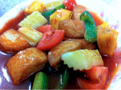 เต้าหู้เปรี้ยวหวาน ที่ ร้านอาหาร กวนอิม เจ