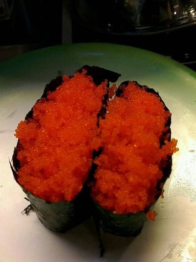 ซูชิหน้าไข่กุ้ง  ที่ ร้านอาหาร Heiroku Sushi Digital Gateway