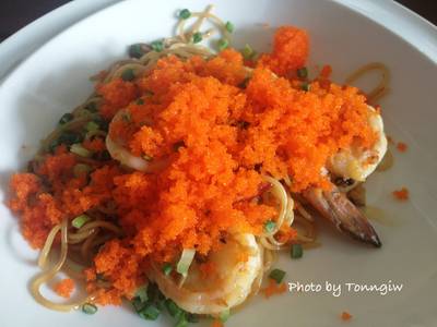สปาเก็ตตี้ไข่กุ้ง อร่อยมาก ให้ 5 ดาวเลย  ที่ ร้านอาหาร HAP de NOUS cafe Pattanakarn road