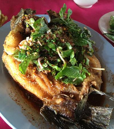 ปลาทอดน้ำตก ที่ ร้านอาหาร เปียอู๋โภชนา