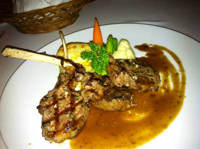 grill lamb ที่ ร้านอาหาร Aubergine Restaurant