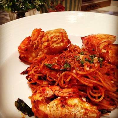 Spicy Shrimp Spaghetti ที่ ร้านอาหาร Audrey Cafe & Bistro ทองหล่อ