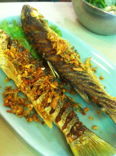 ปลากระบอกทอดขมิ้น ที่ ร้านอาหาร จันทน์หอม