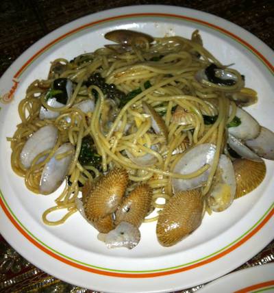 สปาเก็ตตี้หอยลาย ที่ ร้านอาหาร ปาเต๊ะ Pathe’ Antique and Restaurant