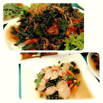 ปลาทับทิมทอดสมุนไพร ที่ ร้านอาหาร ครัวระเบียงน้ำ