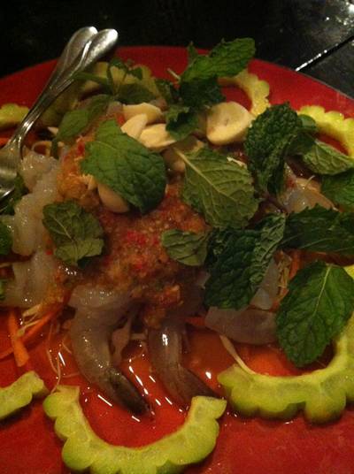 กุ้งแช่น้ำปลาน้ำจิ้มแซ่บเวอร์ ที่ ร้านอาหาร บี เรสโต