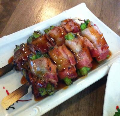 หมูสไลด์พันหน่อไม้ฝรั่งย่าง ที่ ร้านอาหาร Tadaima สุขุมวิท 55