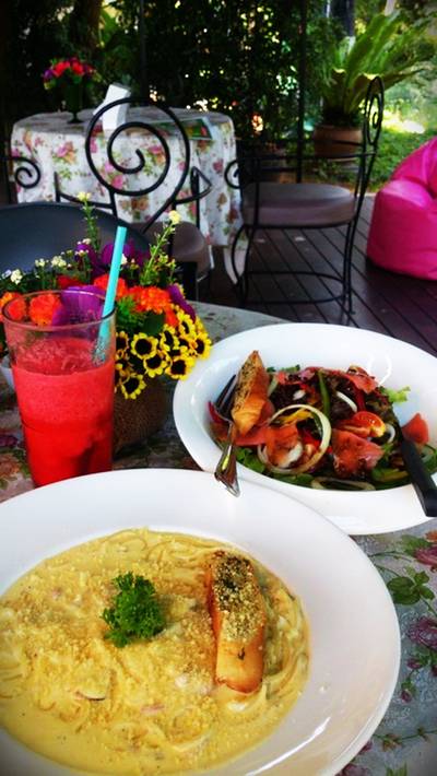 Spaghetti Cabonara  ที่ ร้านอาหาร Ley Cafe' Coffee and Restaurant Pranburi