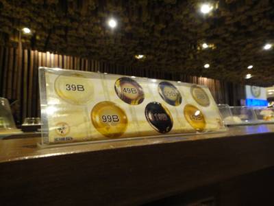 ราคาตามสีของจานค่ะ ที่ ร้านอาหาร Sushi Den Central Ladprao