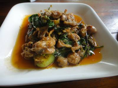 กบผัดเผ็ด ที่ ร้านอาหาร ครกไม้ไทยลาว