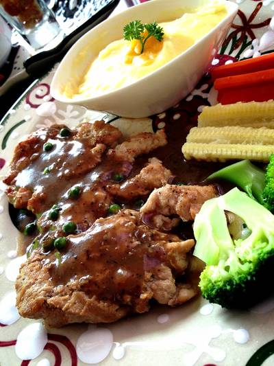 สเต็กหมู Tenderloin ที่ ร้านอาหาร Chicago Steak and Grill สเต็กหมู Tenderloin ที่ ร้านอาหาร Chicago Steak and Grill