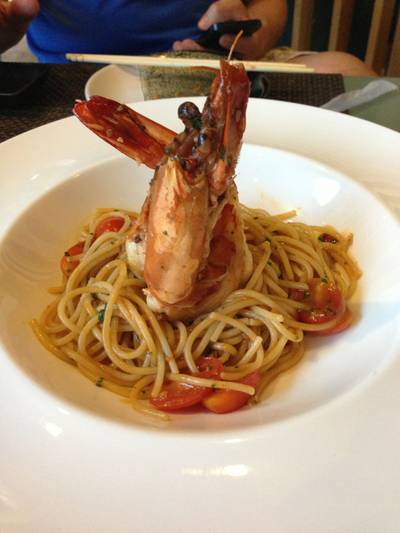 Spagetthi Tiger Prawn Lobster Sauce ที่ ร้านอาหาร Kumo Fuze