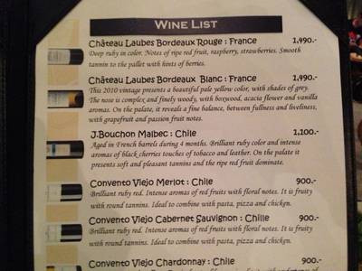 เมนู wine ที่ ร้านอาหาร Tree Box