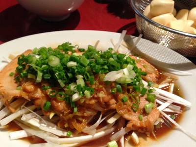 ชาชูกับต้นหอม ที่ ร้านอาหาร Bankara Ramen