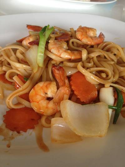 สปาเก็ตตี้กุ้ง ที่ ร้านอาหาร ปุ๊บปั๊บ