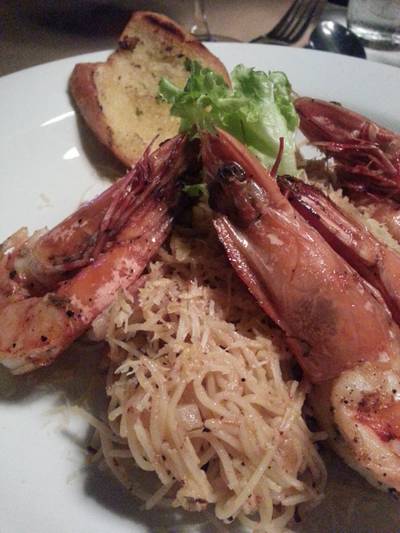Angel Hair with Tiger Prawn ที่ ร้านอาหาร Living Room Hua Hin