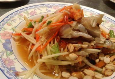 ส้มตำปูม้า ที่ ร้านอาหาร ไก่ทอดเจ๊กี (ส้มตำโปโล)