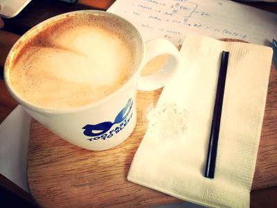 Hot Latte ที่ ร้านอาหาร Too Fast To Sleep